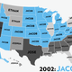 Illustration for article titled Map: Six Decades of the Most Popular Names for Boys, State-by-State